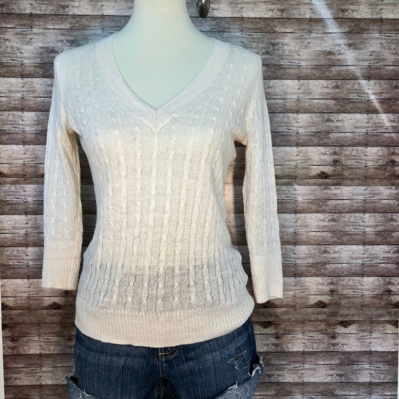 J. Crew Sweaters - J. Crew Linen Cable Knit V- Neck Sweater